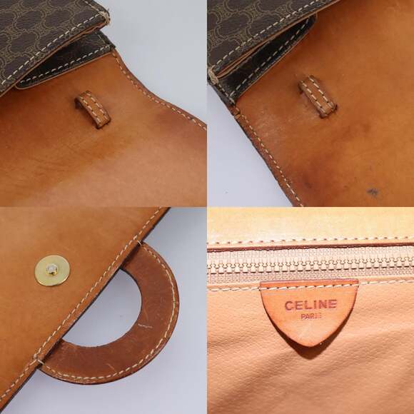 CELINE Macadam Canvas Shoulder Bag Pvc Brown Gold - Picture 11 of 13